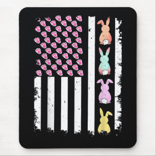 US American Flag with Bunny for Easter Day Mouse Mat