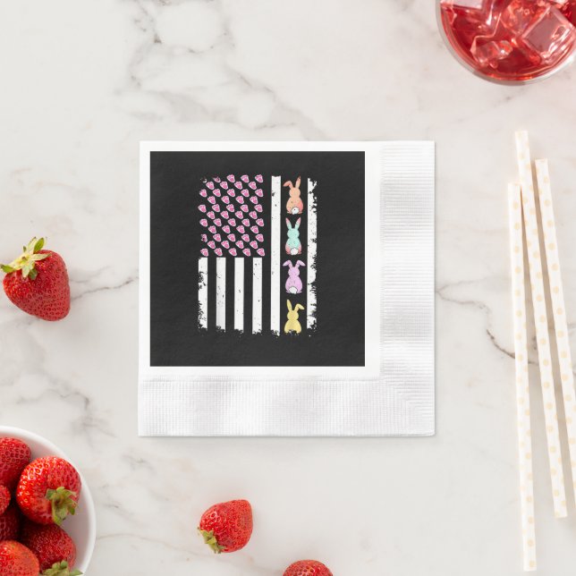 US American Flag with Bunny for Easter Day Napkin (Insitu)