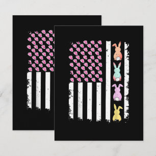US American Flag with Bunny for Easter Day Thank You Card