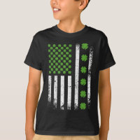 US American flag with shamrocks Boy