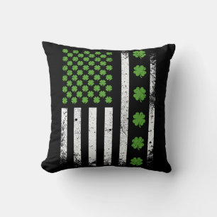 US American flag with shamrocks Cushion
