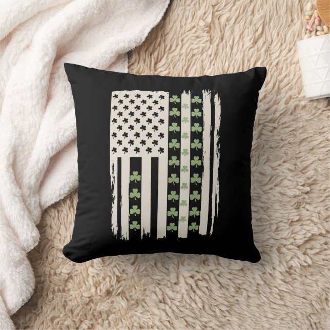 US American Flag With Shamrocks for St Patricks  Cushion (Blanket)