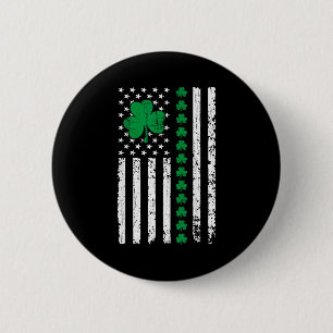 Us american flag with shamrocks for st patricks da 6 cm round badge
