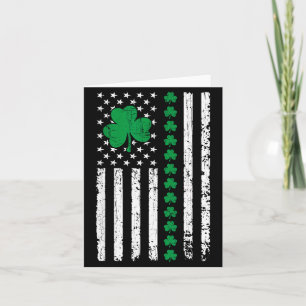 Us american flag with shamrocks for st patricks da card