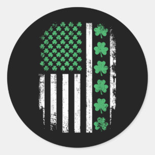 Us American Flag With Shamrocks For St Patricks Da Classic Round Sticker