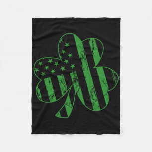 Us American Flag With Shamrocks For St Patricks Da Fleece Blanket