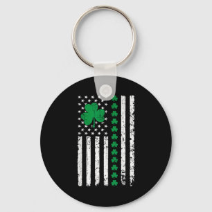 Us american flag with shamrocks for st patricks da key ring