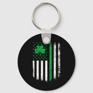 Us american flag with shamrocks for st patricks da key ring