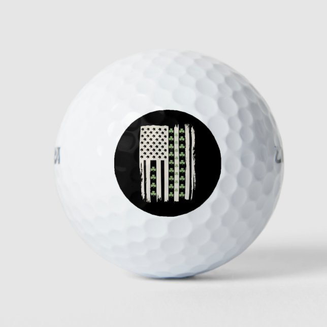 US American Flag With Shamrocks for St Patricks  Golf Balls (Front)
