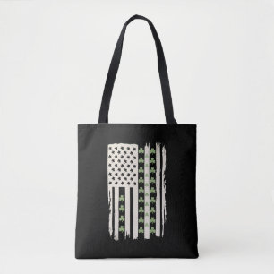 US American Flag With Shamrocks for St Patricks  Tote Bag
