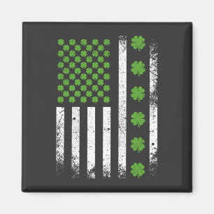 US American flag with shamrocks Square Magnet