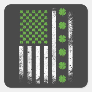 US American flag with shamrocks Square Sticker