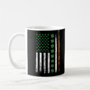 US American Flag with Shamrocks St Patricks Day Coffee Mug