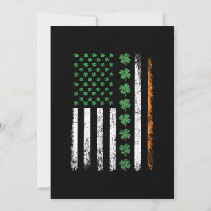 US American Flag with Shamrocks St Patricks Day  Invitation