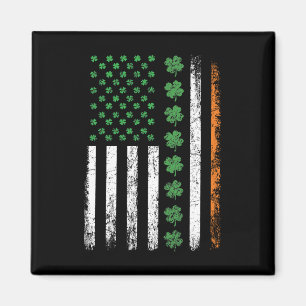 US American Flag with Shamrocks St Patricks Day Magnet