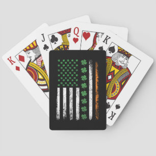 US American Flag with Shamrocks St Patricks Day Playing Cards
