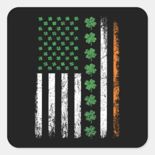 US American Flag with Shamrocks St Patricks Day  Square Sticker