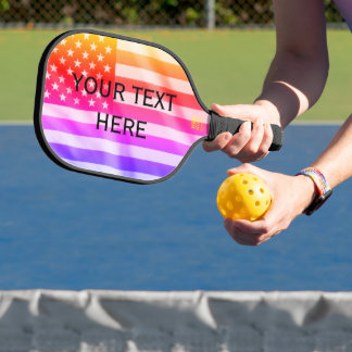 US American Flag Your Text Here Pickleball Paddle