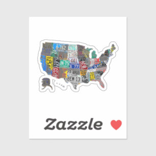 US American United States Map Flag License Plate A