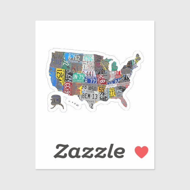 US American United States Map Flag License Plate A (Sheet)