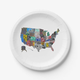 US American United States Map Flag License Plate A