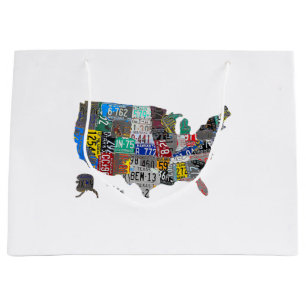 US American United States Map Flag License Plate A Large Gift Bag