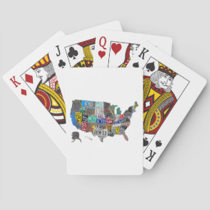 US American United States Map Flag License Plate A Playing Cards