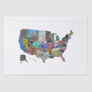 US American United States Map Flag License Plate A Tissue Paper