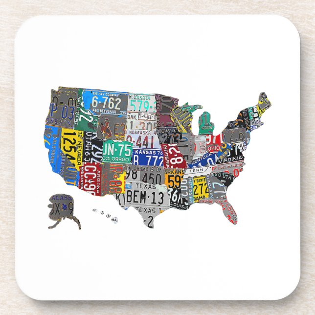 US American United States Map Flag License Plate  Coaster (Front)