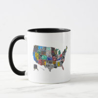 US American United States Map Flag License Plate 