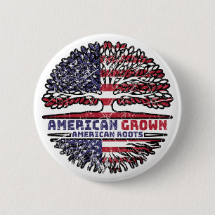 US American USA United States America Tree Roots 6 Cm Round Badge