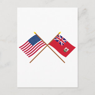US and Bermuda Crossed Flags Postcard