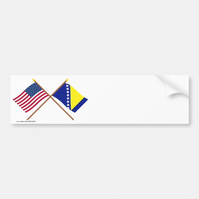 US and Bosnia & Herzegovina Crossed Flags Bumper Sticker (Front)