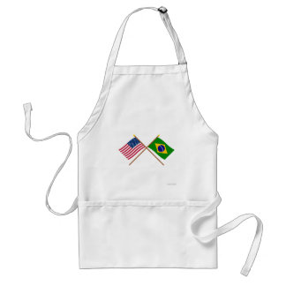 US and Brazil Crossed Flags Standard Apron