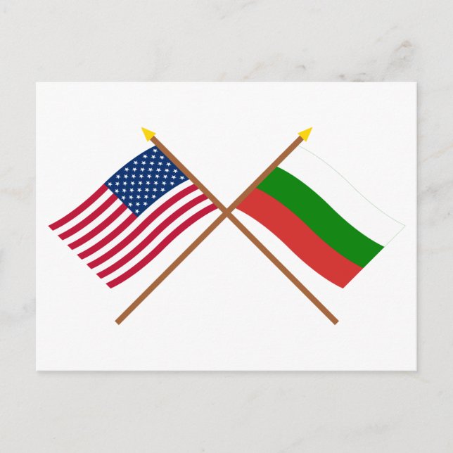 US and Bulgaria Crossed Flags Postcard (Front)