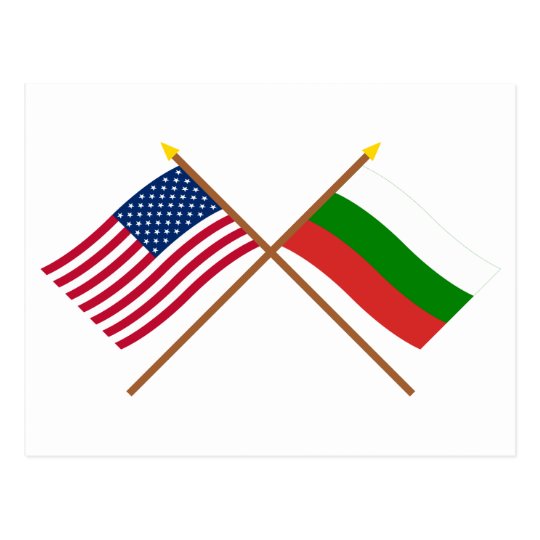 US and Bulgaria Crossed Flags Postcard