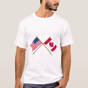US and Canada Crossed Flags T-Shirt