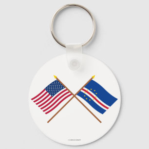 US and Cape Verde Crossed Flags Key Ring