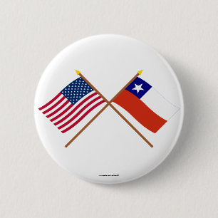 US and Chile Crossed Flags 6 Cm Round Badge