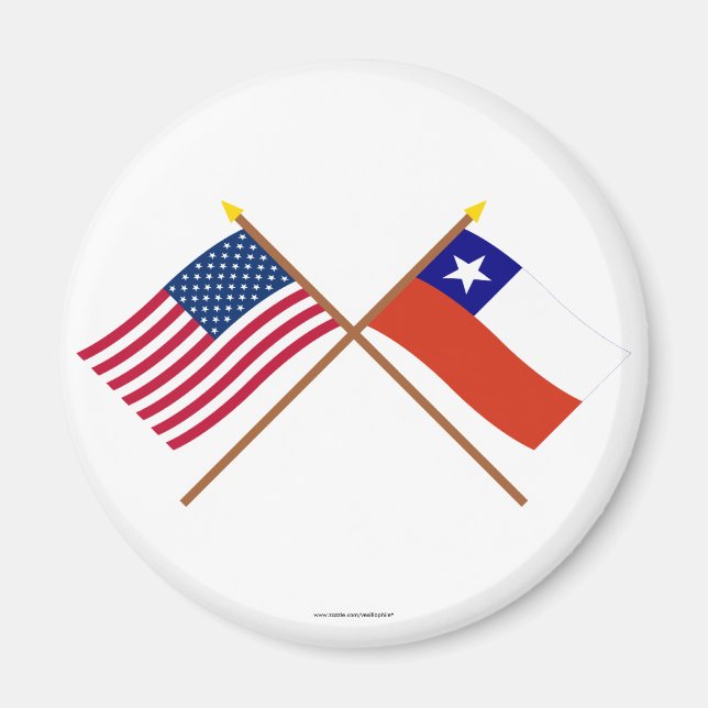 US and Chile Crossed Flags Magnet (Front)