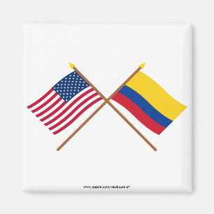 US and Colombia Crossed Flags Magnet