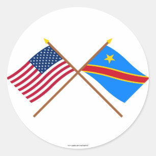 US and Congo Democratic Republic Crossed Flags Classic Round Sticker