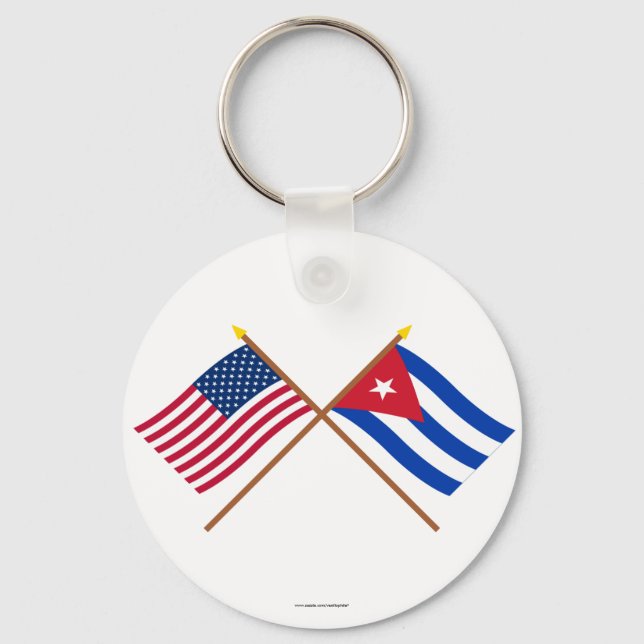 US and Cuba Crossed Flags Key Ring (Front)