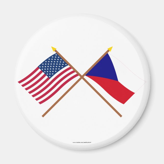 US and Czech Republic Crossed Flags Magnet (Front)