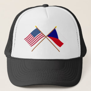 US and Czech Republic Crossed Flags Trucker Hat