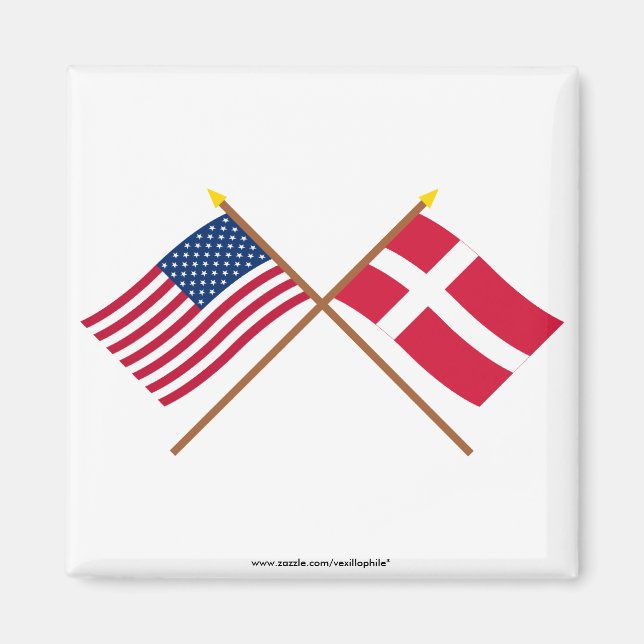 US and Denmark Crossed Flags Magnet (Front)