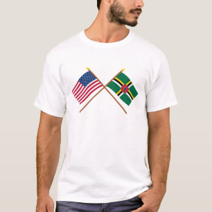 US and Dominica Crossed Flags T-Shirt
