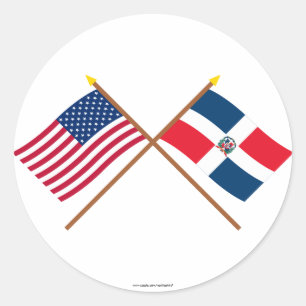 US and Dominican Republic Crossed Flags Classic Round Sticker