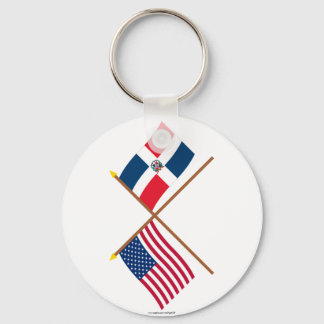 US and Dominican Republic Crossed Flags Key Ring