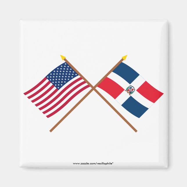 US and Dominican Republic Crossed Flags Magnet (Front)